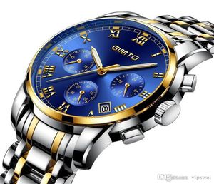 Zegarki wielofunkcyjne luksusowe stalowe pasmo 6 -pinowy kwarc analogowy zegarek na nadgarstek z chronografią wodoodporną datę men039s wojsko 3101730