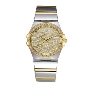 Wristwatches Full Cubic Zirconia Dial Bling Quartz Wristwatch Women Ladies Casual Brand Waterproof Watch Gold Silver Drop9439638