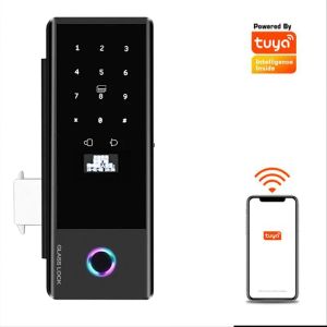 Controlla Tuya WiFi Electronic Smart Door Lock con Biometrica Fingerprint Sliding Glass Lock Security Office Security