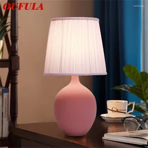 Lampy stołowe Oufula Dimmer Lampa Ceramiczne Belki Światło Współczesna kreatywna dekoracja do sypialni domowej