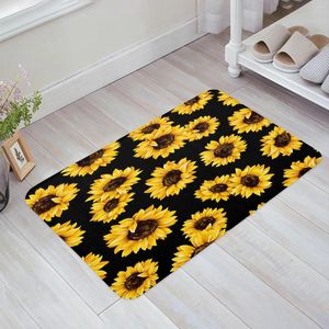 Mattor Solros Plant Natural Yellow Home Doormat Decoration Flanell Soft Living Room Mattan Kök Balkong Mattor Bedrum Golvmatta