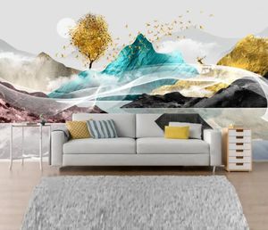 Wallpapers Custom European Abstract Golden Mountain Peaks Po Wallpaper Murals Living Room El Background Papel De Parede 3D