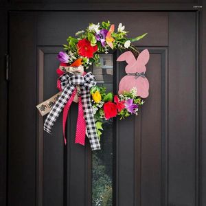 Kwiaty dekoracyjne wieniec wiejskim rustykalny drewniany znak wielkanocny rattan z wiszącą wielokrotną dekoracją do drzwi