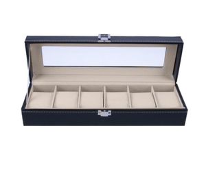 Watch Boxes 6 Slots Wrist Display Case Jewelry Storage Organizer Box with Cover Watches Holder Organizer5799338