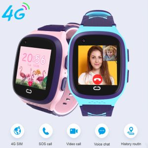 Saatler 4G Kids Akıllı Saat GPS LBS SIM SOS WiFi Geçmiş Rutin Video Çağrı Kamera IP67 Su Geçirmez Uzak Monitör Çocuk Akıl Swatch