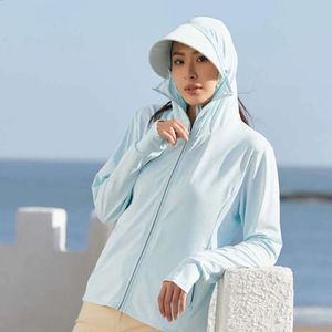 Jiaoxia Same Ice Silk Summer Sunscreen Clothing Womens UV Protection Thin Breathable Big Brim Detachable Sweatshirt Chenghao03 274
