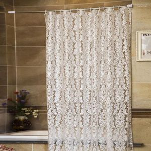 Shower Curtains White Semitransparent Vine Pattern Bathroom Mouldproof PEVA Curtain Waterproof Thicken Bath With Hooks Rings