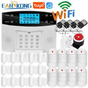 Kits App Control Tuya Smart WiFi GSM Home Security Alarm System LED -Bildschirm 433MHz drahtloser Türsensor PIR Detektor Unterstützung Alexa