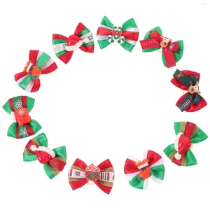 Dog Apparel 10 Pcs Accessories Small Dogs Xmas Bows Tie Grooming Pets Rubber Band Hair Decor Size Christmas Puppy