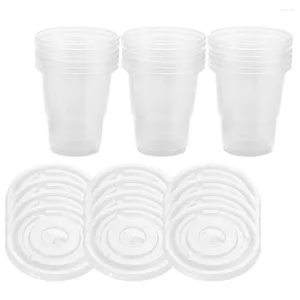 Disposable Cups Straws 50 Pcs Clear Coffee Mug Lid Drink Cup Portable Drinking Party Accessories Plastic Beverage Ice With Lids