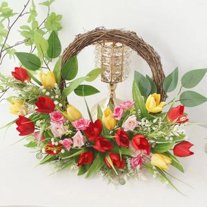 Flores decorativas grinaldas para a porta da frente guirlanda laranja decoração artificial lareira lareira grinaldas copos de sucção