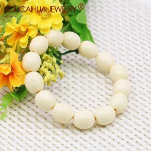 Strand 13x15mm Beige Beeswax Beads Bracelets Resin Bucket Female Elastic For Women Girls Gifts DIY Jewelry Making Design