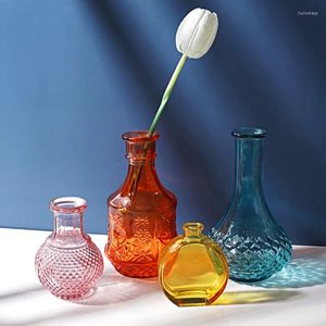 Wazony 1PC salon kwiat przezroczyste żywe kolory proste szklane dekoracje domu nowoczesne kreatywne ślub vintage