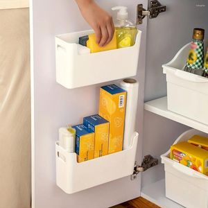 Kitchen Storage WORTHBUY Multifunctional Plastic Organization Punch Free Wall-Mounted Cabinet Box For Accessorie