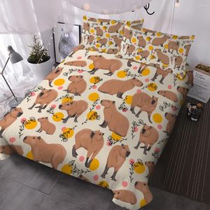 Set di biancheria da letto benedici di blettino 3d giallo circolo kawaii cartone animato ghinea maiale set geometria copripiumino piumino pilow pilow per arredamento camera da letto