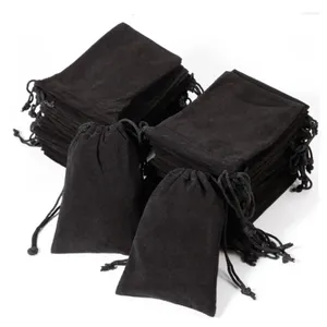 Ящики для хранения мягкие бархатные мешочки для ювелирных украшений подарки для шнурки упаковки кольца кольца серьги ткань вечеринка свадебные принадлежности черные