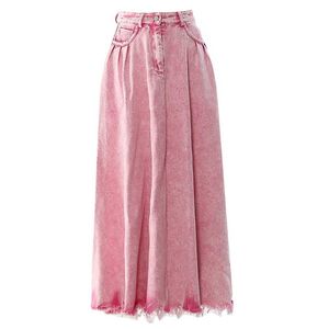 Ojw091542 Unique Vintage Streetwear Fashion Ladies Bright Color Casual Washed Denim Jean Long Maxi Skirt Womens Skirts