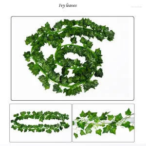 Decorative Flowers 2meter Artificial Grape/Ivy/Parthenocissus Foliage Green Leaves Vines Fake Plants For Birthday Party Home Bar Decor Craft