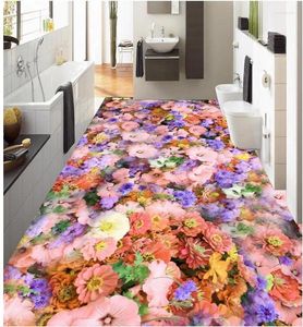 Wallpapers 3d Floor Painting Po Wallpaper Stereoscopic Flowers Beautiful PVC Waterproof