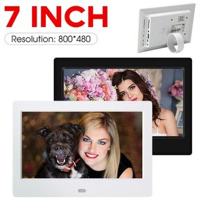 7 inch LED Po Frame Digital Picture 800x480 HD Electronic Album Alarm Clock MP3 MP4 Music Player with Remote 240401