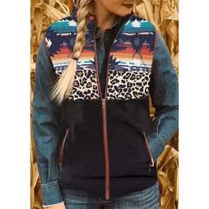 Womens Retro Ethnic Style Zipper Cardigan Western Aztec Vest