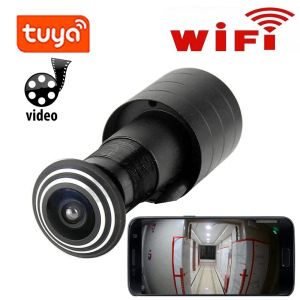 Kameralar Tuya Akıllı WiFi Kapı Göz Deliği Güvenliği 1080p HD 1.66mm lens Geniş Açılı Fisheye CCTV Ağ Mini Peephole Kapı Kamerası P2P ONVIF