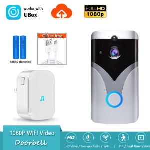 Doorbells Ubox HD 1080P WiFi Doorbell Camera Wireless Video Doorbell Twoway Visible Intercom System Night Vision with PIR Motion Detect