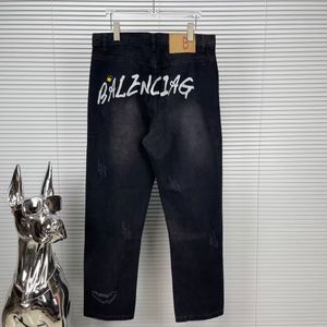 23 Новые мужские дизайнерские джинсы Высокая версия BLCG Письмовая рисунка промытая поврежденные джинсы роскошные мужские повседневные джинсы