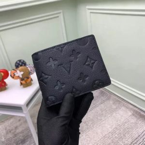 Designer Men Black embossed leather wallets urses luxury leather short mens wallet Card Holder wallets classic pocket leather Bag original box