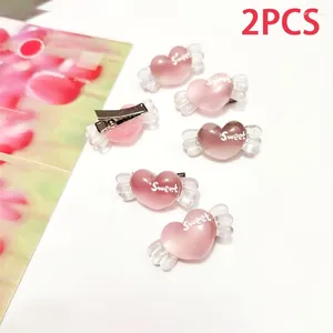 ヘアアクセサリー2pcs/バッグ甘いかわいい愛の翼クリップy2kガーリーハートエンジェルウィングヘアピン素敵なシンプルなバンズサイドクリップ