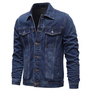 Spring Autumn Men Denim Jackets Casual Solid Color Lapel Single Breasted Jeans Jacket Slim Fit Cotton Outwear 5xlM 240321