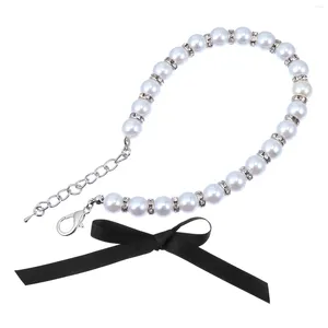 Hundhalsar ett halsband Pet Pearl Collar Imitation Pearls Jewelry Cat Wedding Supplies White