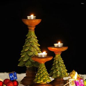Держатели свечей в стиле европейская домашняя гостиная на рабочем столе ретро -рождественская елка