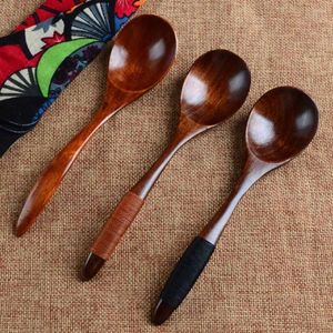 Tea Scoops 6pcs Eco Wooden Spoon Flatware Kitchen Soup Coffee Stirring Ice Cream Spoons Cooking Utensil Mixing Tableware