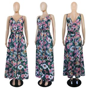 Designer Frauen Sommermode lang Größe Kleid 2024 Damen Sexy Hosentender Strand Chiffon Kleid Blumen böhmisch lange Kleid Frauen lässig Kleid Frauen Strandrocksrock 9eq