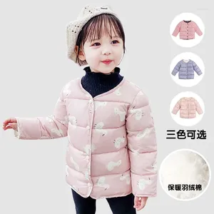 W dół płaszcz w stylu koreańskim odzież dziecięcą 2024 Autumn and Winter Style Bawełniane ubrania dziecięce żeńskie dziecko ciepłe wewnętrzne noszenie f