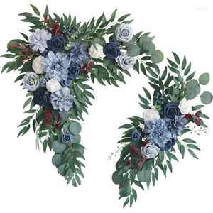 Dekorative Blumen 2pcs/set künstlich blumblau blau im Freien Hochzeitsbogen Feier Hintergrund Zierament