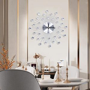 Wall Clocks 13in Modern Luxury Crystal Glass Clock Large Silent Movement Metal Hanging Dining Room Living Homes Decor