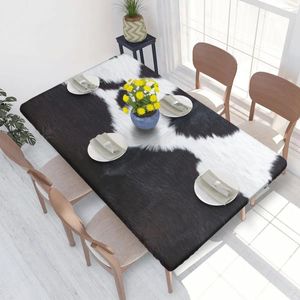 Table Cloth Black And White Cowhide Rectangular Tablecloth Waterproof 4FT Animal Fur Hide Skin Leather Cover