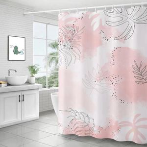 Cortinas de chuveiro cortinas nórdicas tingimento de halo de flor cortina banheiro seco e molhado Separação de gancho de água barreira