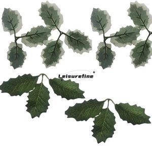 Decorative Flowers 20pcs Artificial Leaves White Edged Green Decor Xmas Tree DIY Flower Arrangement Wedding Bouquet Candy Cage Gift Package