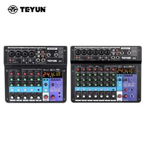 Accessoires 8 6 Channel Professional Tragbarer Mixer Sound Mixing Console Bluetooth Compatible Soundcard USB Play Record DJ Audio Mixer Compu