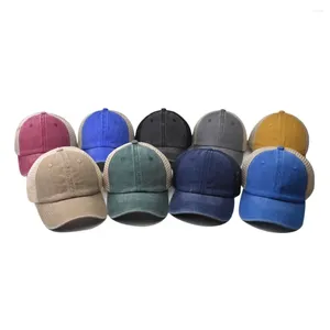 Campa de ciclismo Proteção UV Baseball Cap vintage Breathable Lavado algodão Hip Hop Mulheres de malha jeans ajustáveis