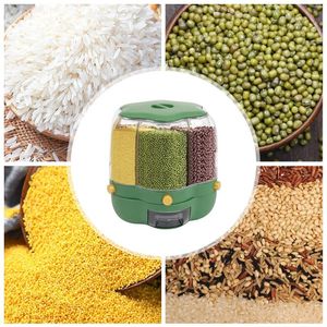 Бутылки для хранения 6IN1 Dry Food Dispenser Вращение контейнера высокая емкость рисовых зерновых зерновых зерно