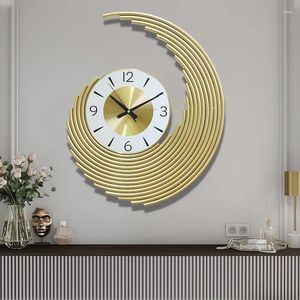 Väggklockor lyxig stor klocka original estetisk inredning modern vardagsrum stilfullt guld reloj Pared Home Decor