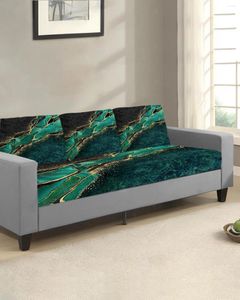 Stol täcker abstrakt svart marmor grön malachite säte kudde täcke soffa skydds stretch tvättbar avtagbar elastisk slipcovers