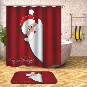 シャワーカーテンクリスマスカーテン3Dバスバスマット45x75cmのバスルームセットと