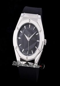 2021 Classic polerowany stal tytanowa Miyota Automatyczna męska zegarek czarna fasetowana tarcza Rhodium Splated Index Markery gumowy pasek WATC9729495