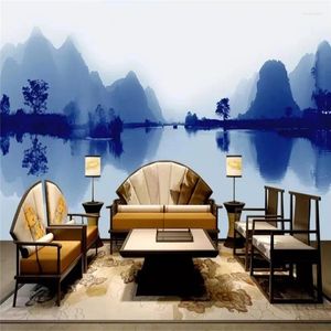Wallpapers Hand-painted Ink Style Landscape Sofa Bedroom TV Background Wall Professional Production Mural Custom Po Wallpaper