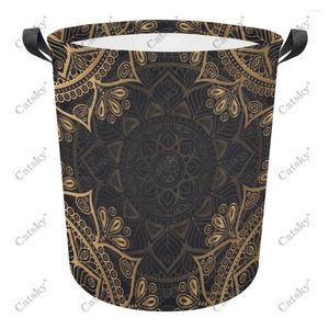 Laundry Bags Elegant Golden Mandala Foldable Basket Hamper Dirty Clothes Storage Organizer Bucket Homehold Bag